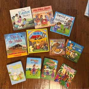 Set of 11 Children's religious books, Bibles, and devotionals